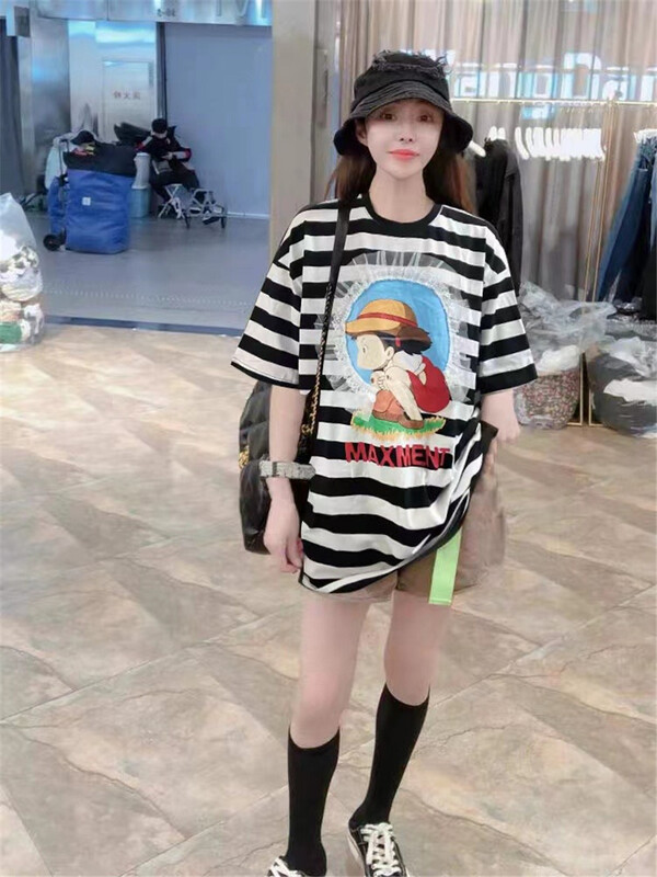 [Jin Han] little girl stripe loose short sleeve T-shirt ys1-8594# ozq