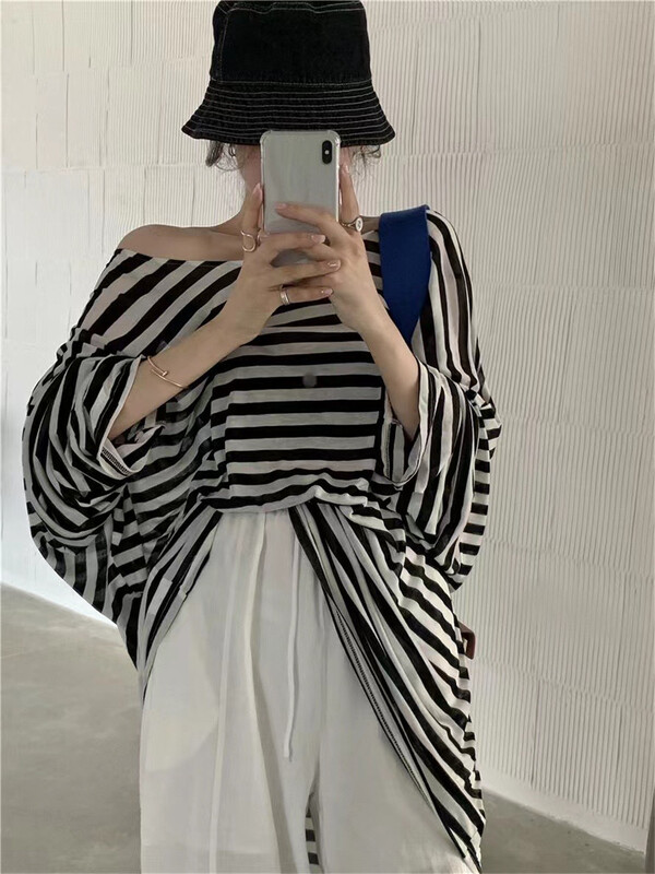 [top] Korean lazy style loose long sleeved sunscreen shirt 2022# zjy