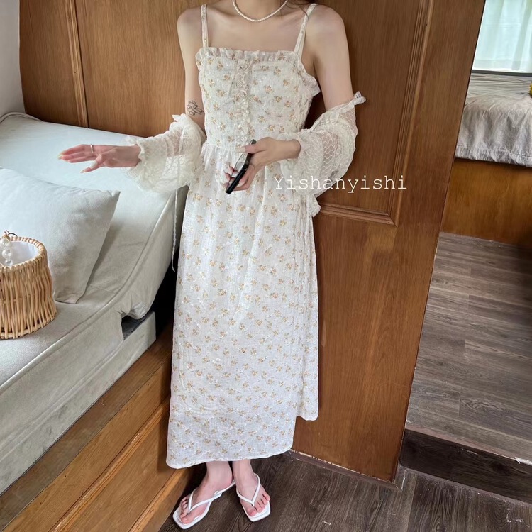 [Yi Shan Yi Shi] Korean version of little women's floral dress (excluding sunscreen shirt) 990# hjy