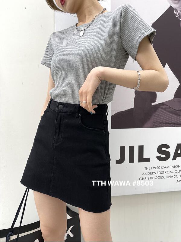 [Wawa] high waist, slim, versatile denim skirt 8503# CJJ