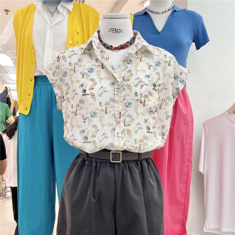 [jtengc] Korean version of versatile fashion sleeveless shirt (only shirts) 1983# CLS
