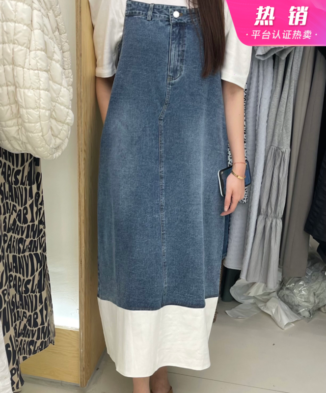 [cottoncandy] loose denim splicing suspender dress 22s522# XJ