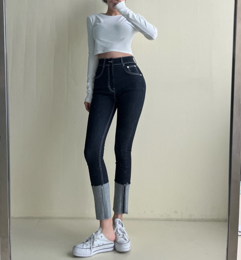 New in early summer! 【 four seasons 】 temperament high waist slim fitting jeans 6069# LSL