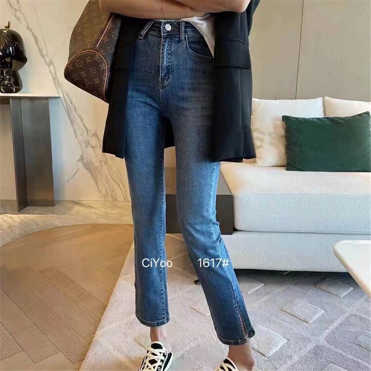 New year in early spring! [grapefruit] personalized slit cropped jeans 1617# hjy