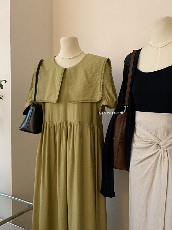 [Imiss] French temperament gentle lace Navy collar dress (dress only) cx10093# LSW