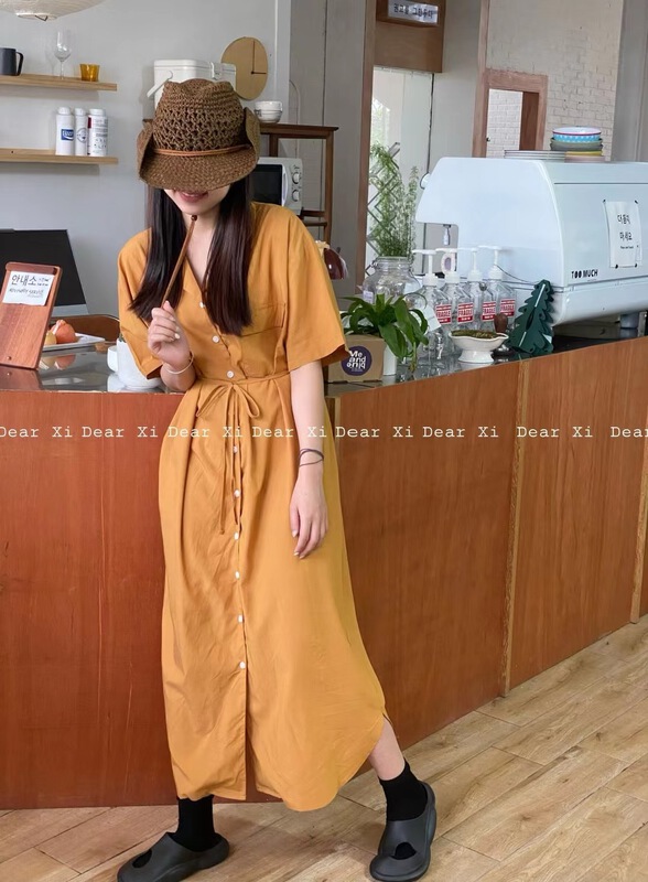 [far. Xi] simple, small and slim dress (with waist rope) ys1-1088# LSW