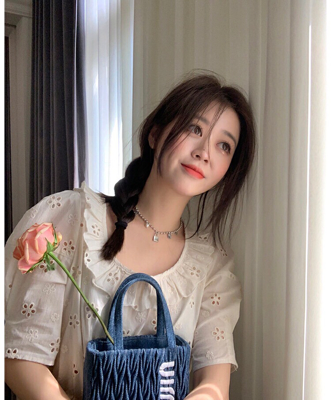 New in early summer! [TZM] Korean solid color lace up short shirt l2129# LSW