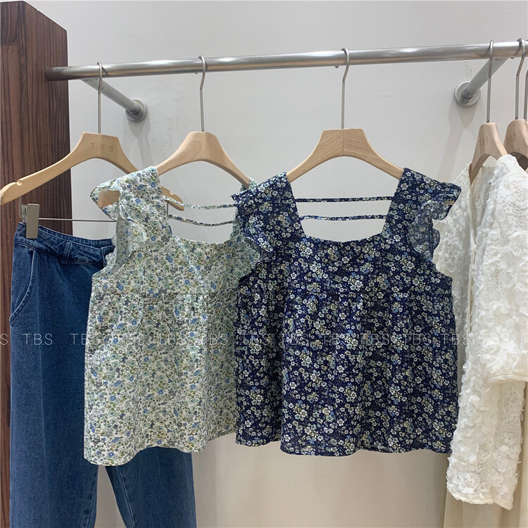 [t.b.s] fashionable small fresh broken flower sleeveless shirt (only selling small shirts) 9257# lwy