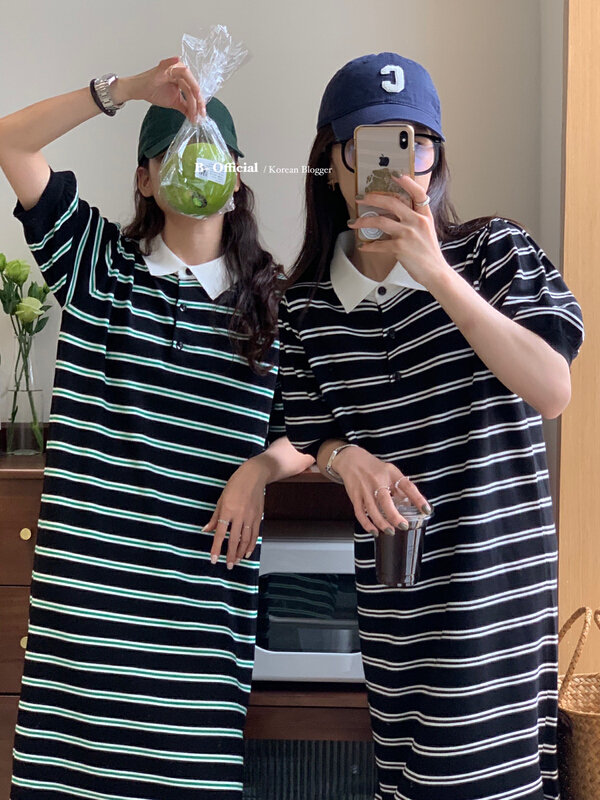 [B plus] personalized stripe loose casual dress 22-933-2# HBx