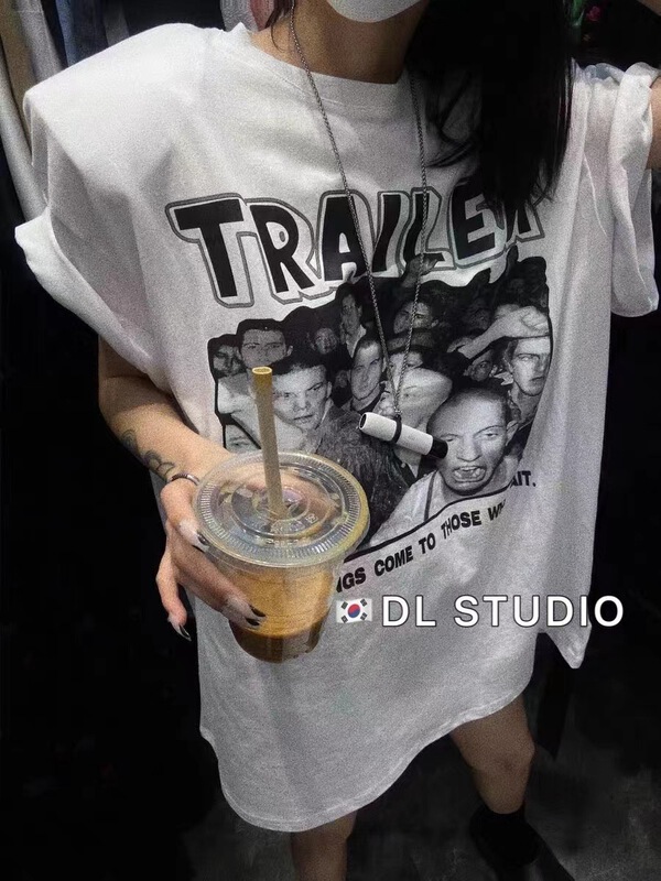[DL] European and American printed round neck short sleeve T-shirt 8561# WTT