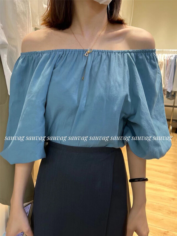 [sauvag] one neck fashion Korean style shirt c600# L