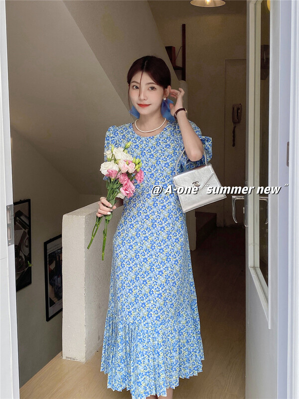 [A-One] Korean lady floral dress (with hair circle) 22137# hjy