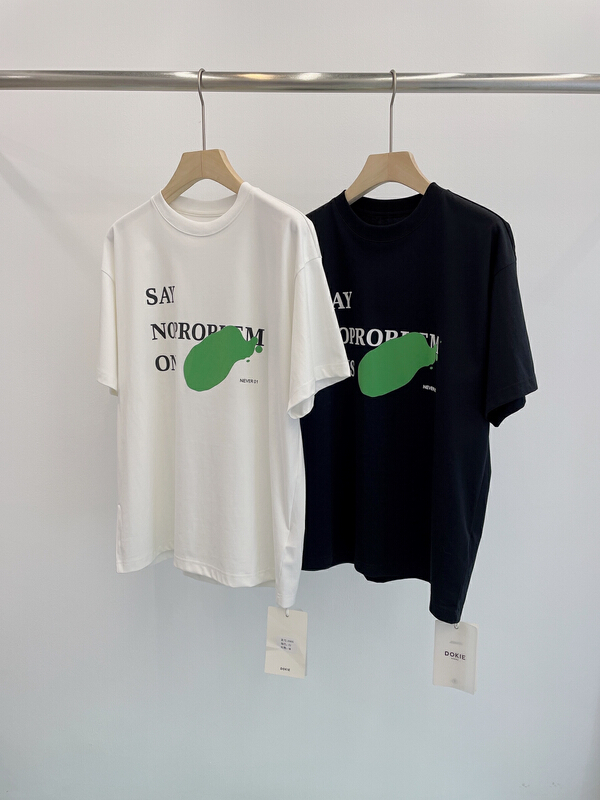 [DOKIE jeans] Korean personalized letter pattern short sleeve T-shirt 3005# PxQ
