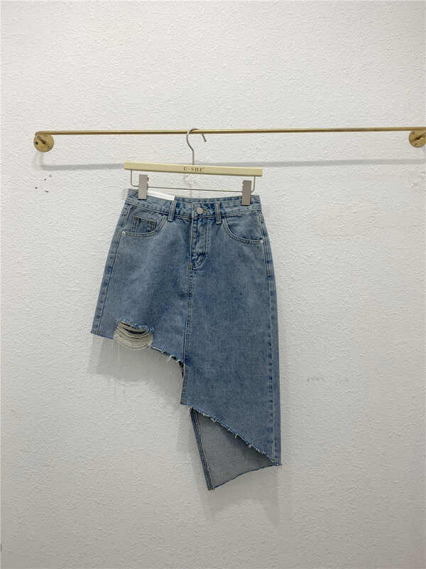 [u.she] Korean irregular design skinny denim skirt 98063# cqw
