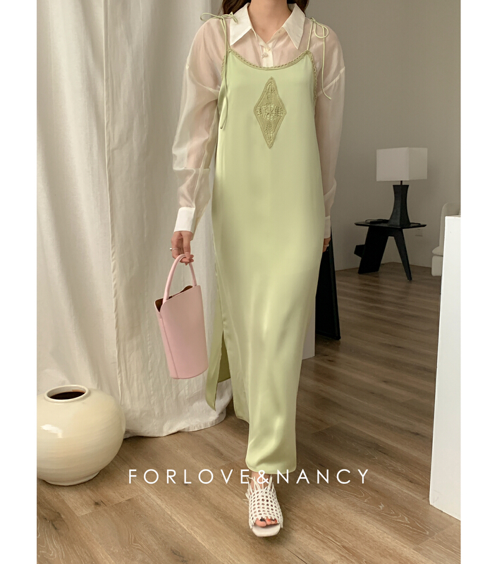 [FN] temperament fashion suspender dress (non detachable shoulder strap) nb2lb4329# cqw