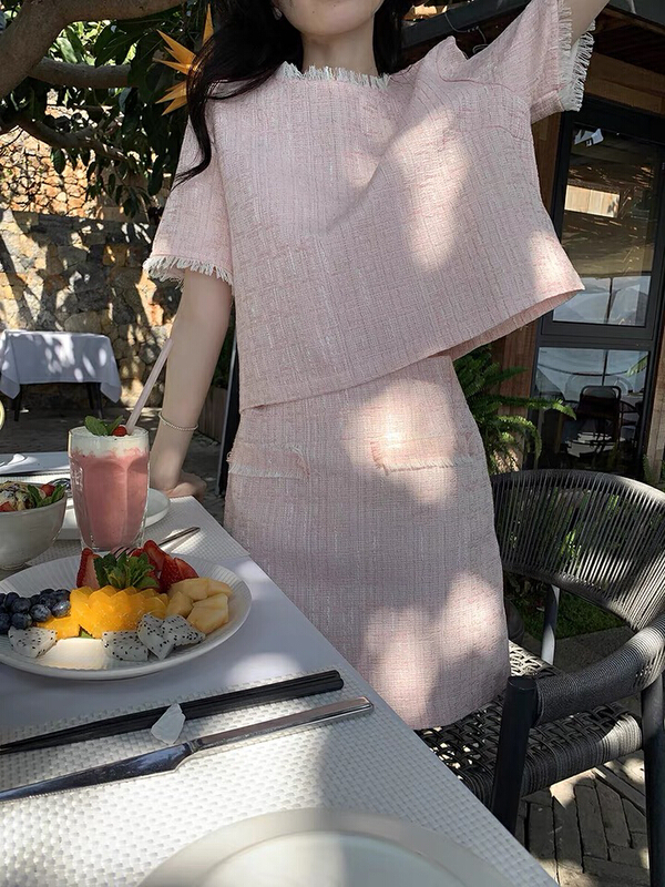 New in early summer! [ainnstory] small fragrant tassel short coat + high waist slim skirt suit a720# HBx