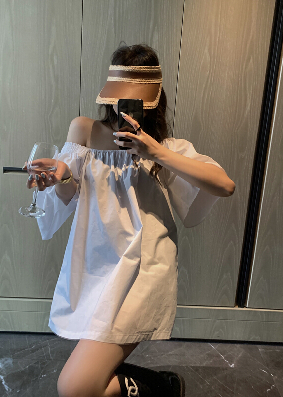 [11An] slotted neck loose Pullover small shirt a6677# LSL