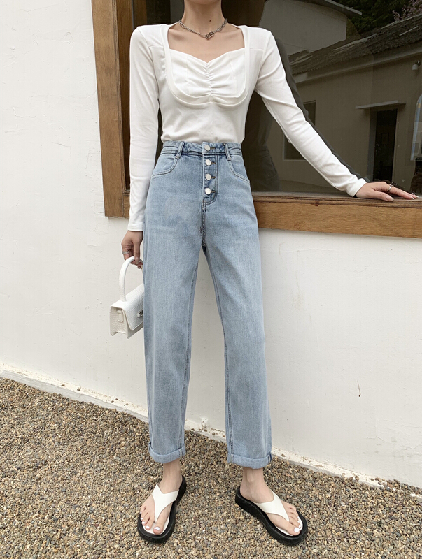 New in early summer! [JFT] high waist casual versatile Harlan jeans jft5512# CLS