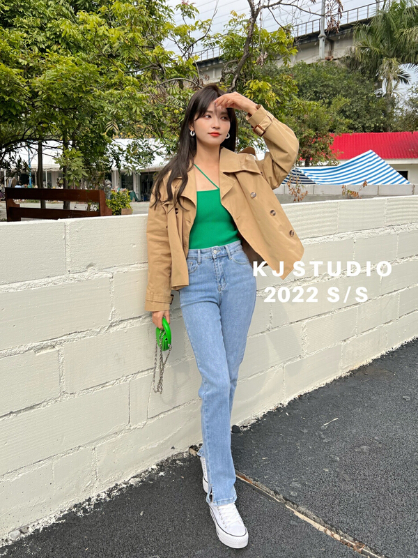 goods in stock! New year in early spring! [kJ] Korean slim split jeans 2808# zxl