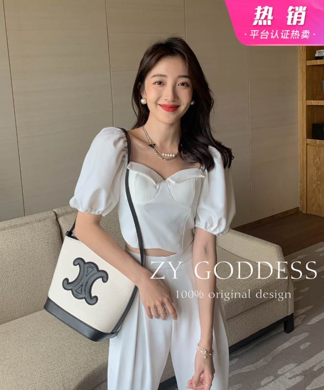 Live 61! [ZY] bubble sleeve bandage, two thin short shirts 68330# ozq