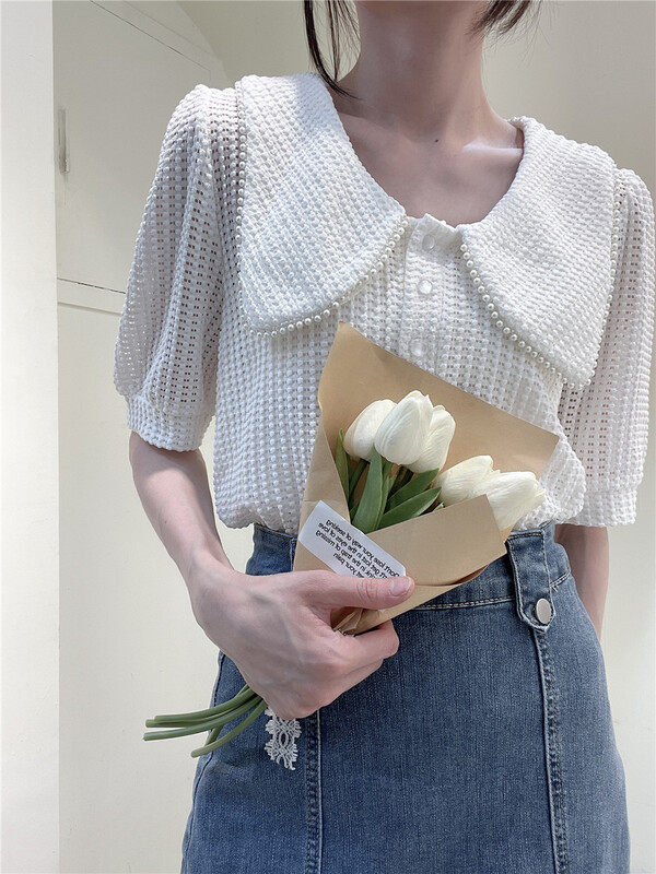 [Hebe] baby collar aging pearl shirt 7715# XYJ