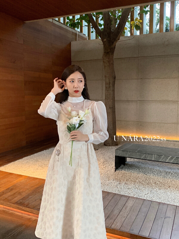 New year in early spring! [u Nara] three dimensional jacquard craft suspender skirt 81039# jhy
