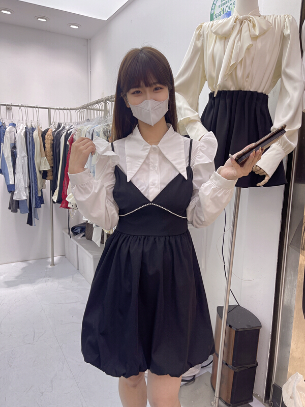 [M.H] Korean style versatile shirt + suspender Diamond Dress Set 2239# PCZ