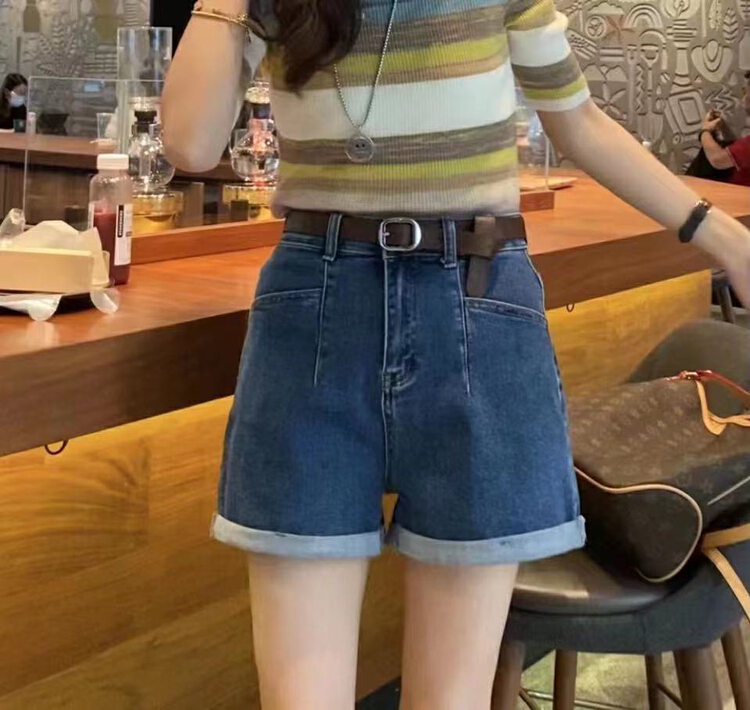 goods in stock! New in early summer! [queen] Korean versatile fashion casual denim shorts (with belt) at89721# ozq