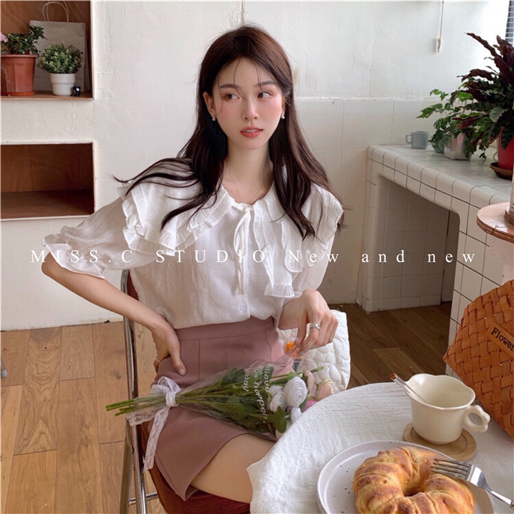 New in early summer! [miss. C studio] Korean large lapel age reducing shirt 2086# zxx