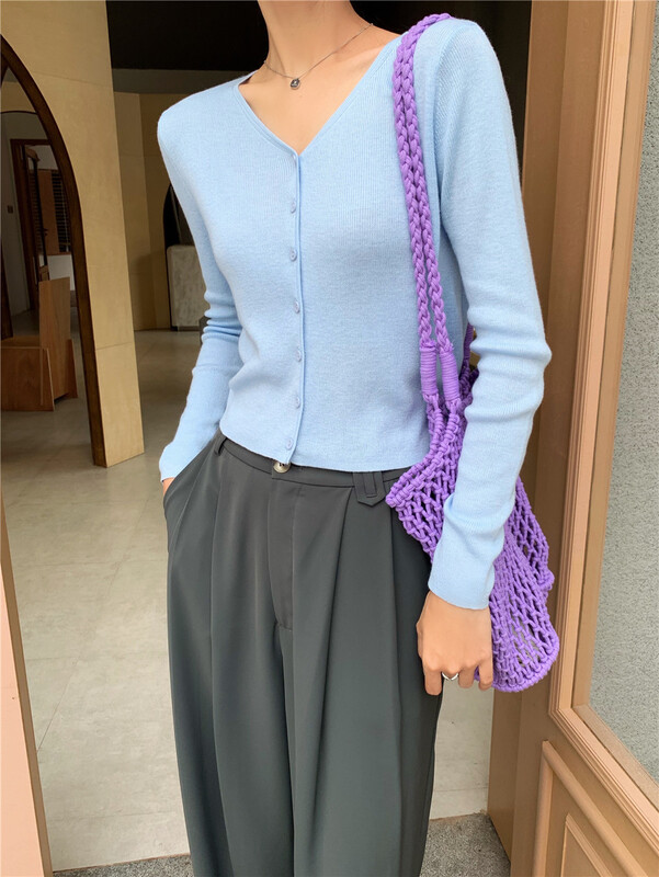 Eleven colors! [Chennai] simple solid color short knitted cardigan x047# zxx