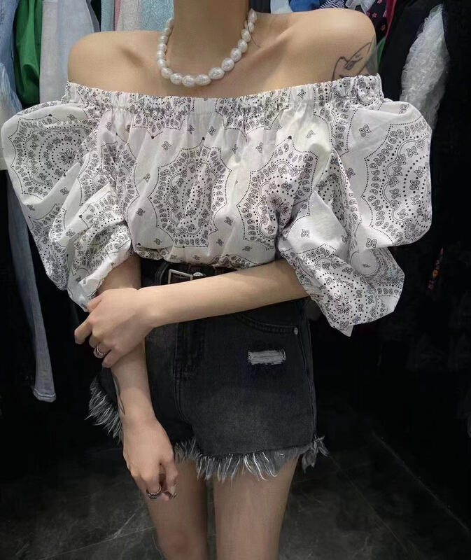 New in early summer! [mi ni] fashion printed pullover shirt (excluding necklace) 2855# PCZ