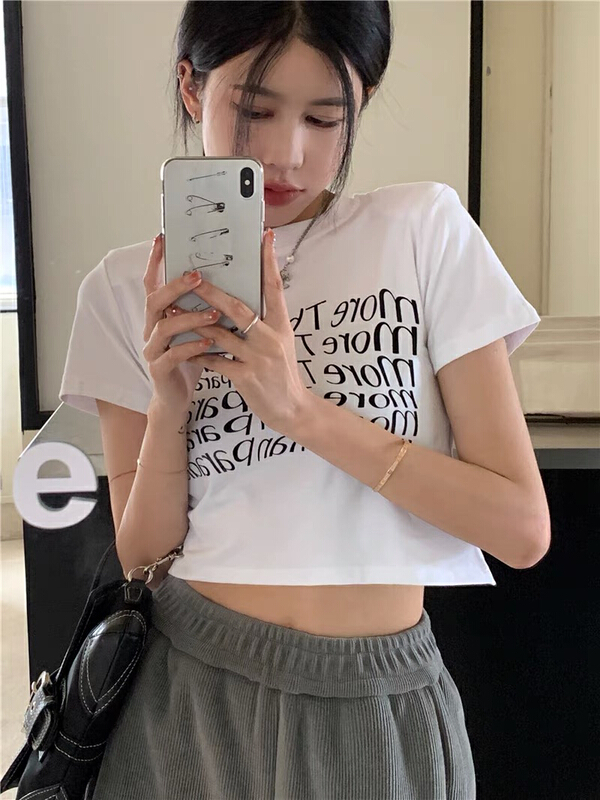 New in early summer! [HH] Korean alphabet printed short sleeve T-shirt 208# L