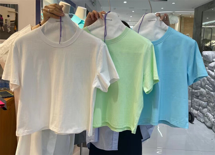[cool woman] simple and versatile round neck Japanese Short Sleeve T-shirt wt059\cls
