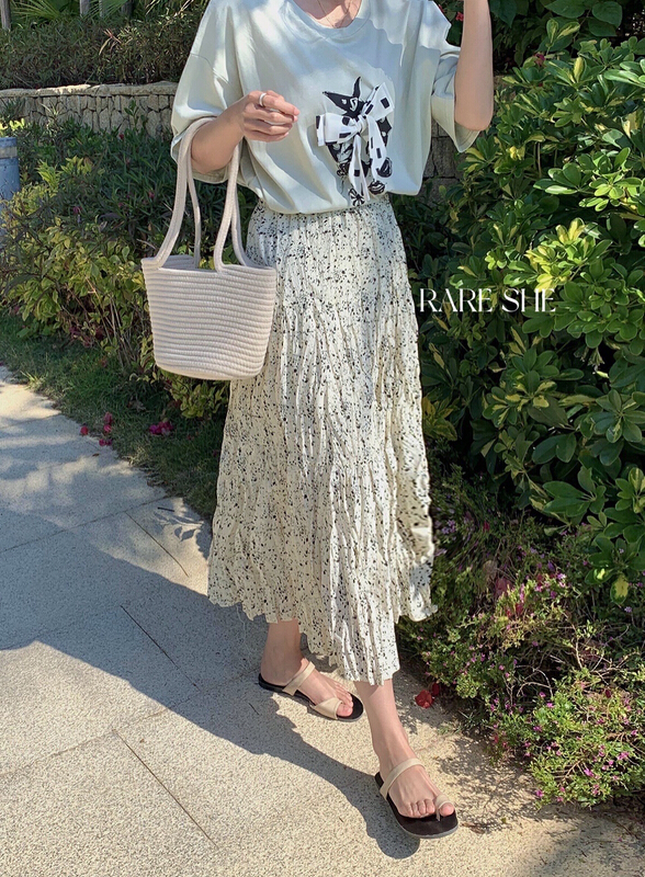 New year in early spring! [rare she] cracked wrinkled chiffon skirt 5107# LSW