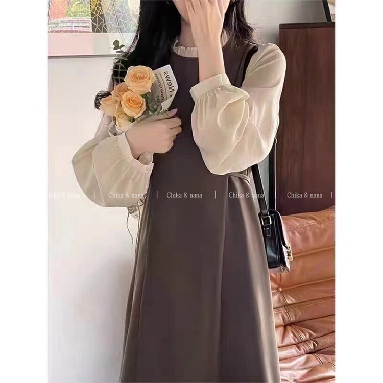 New year in early spring! [Yi Jia Yi] simple lady temperament fungus edge dress 2207# cqw