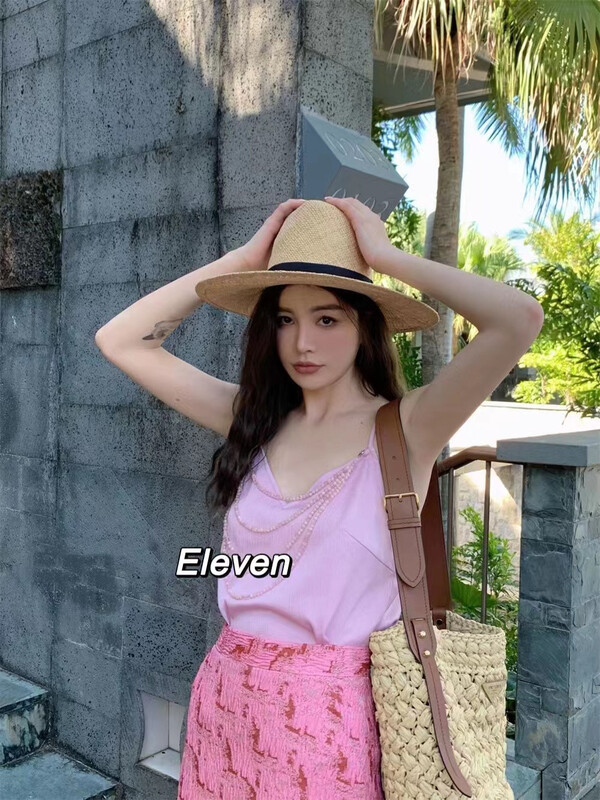 [eleven] solid color texture suspender vest (with detachable chain) 2370# PCZ