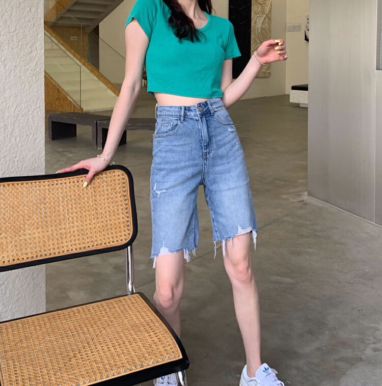[1980] Korean versatile skinny denim shorts 62263# zyh