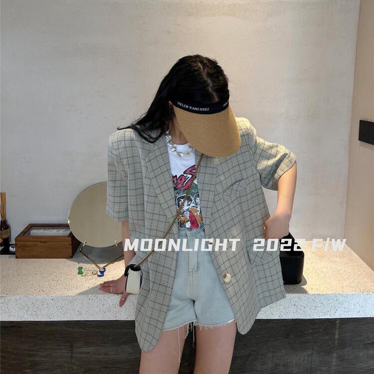 Original price 135.23! 【 moonlight 】 Plaid loose Vintage suit ys1-8038# cqw