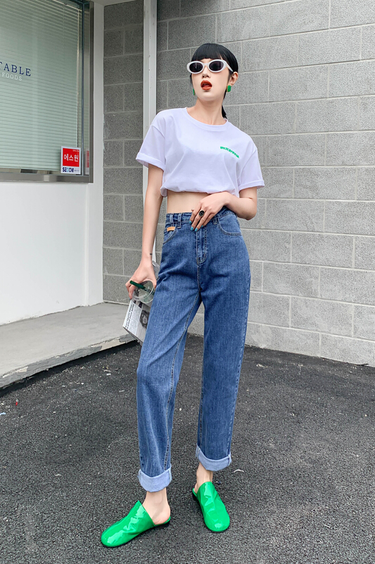 Early spring! [iris iriisy] simple wide leg slim fashion jeans (without belt) 8113-1# LSL