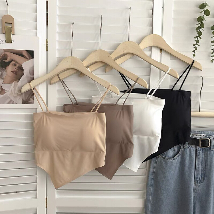 [Gangan] solid color irregular breast cushion ice silk vest / sling 1297# Cl