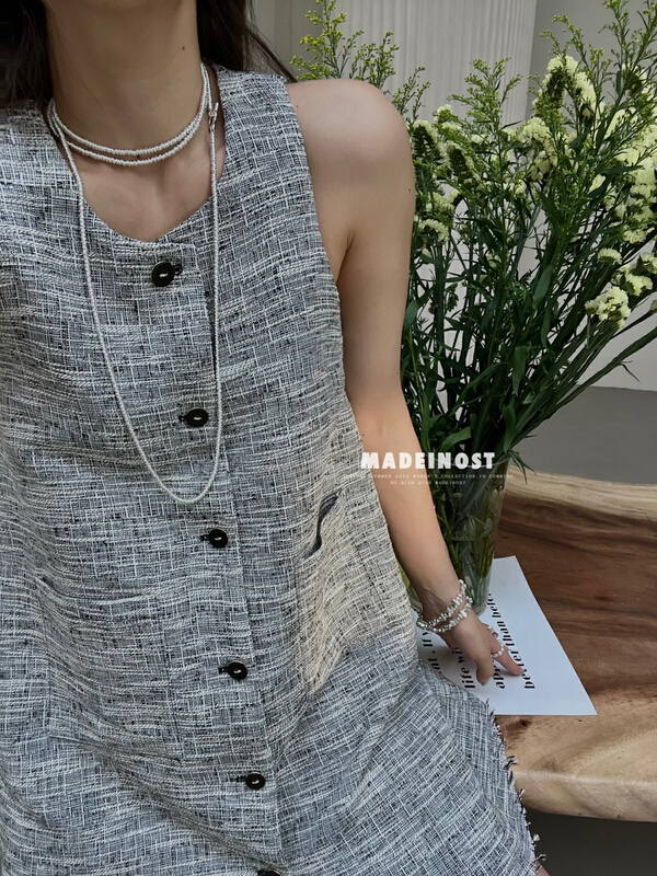 [OSHA madeinost] small fragrance senior sense vest A-line dress 86238# ll