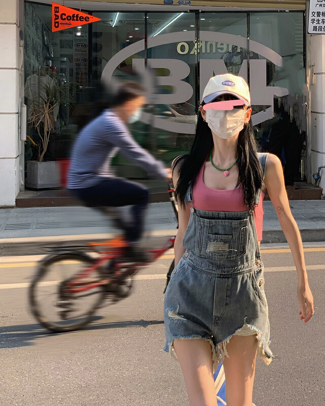 [timely rain] Hanfeng ins age reducing versatile denim suspenders 66625# WPL