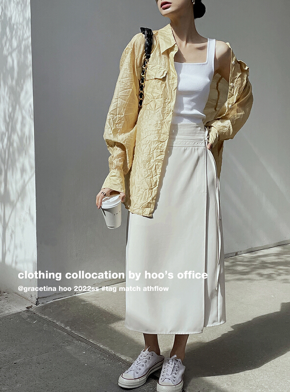 goods in stock! New year in early spring! [gracetina Hoo] high waist slit irregular lace up skirt bq379# zxl