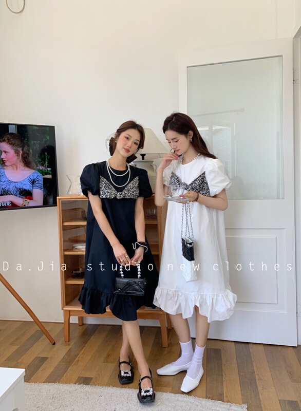 [Dajia] Korean loose bow stitched dress 22300# CLS