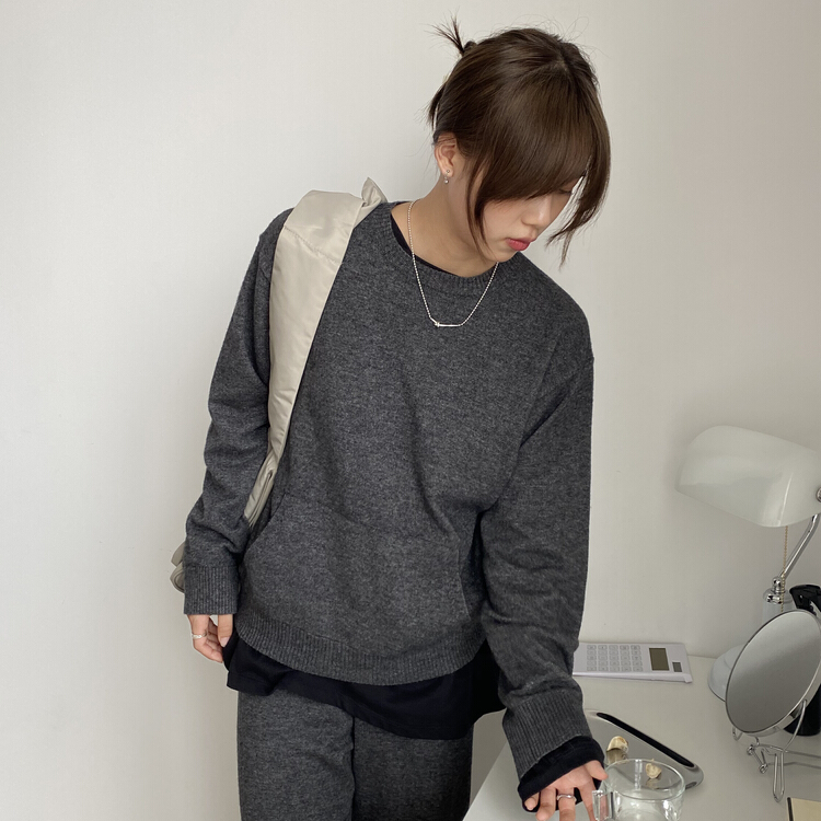 New year in early spring! [clean space] Korean version simple loose knit shirt (including 30% wool) b-21312# CLS