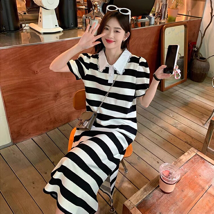 [L.L studio] comfortable Korean striped dress 77139# PCZ