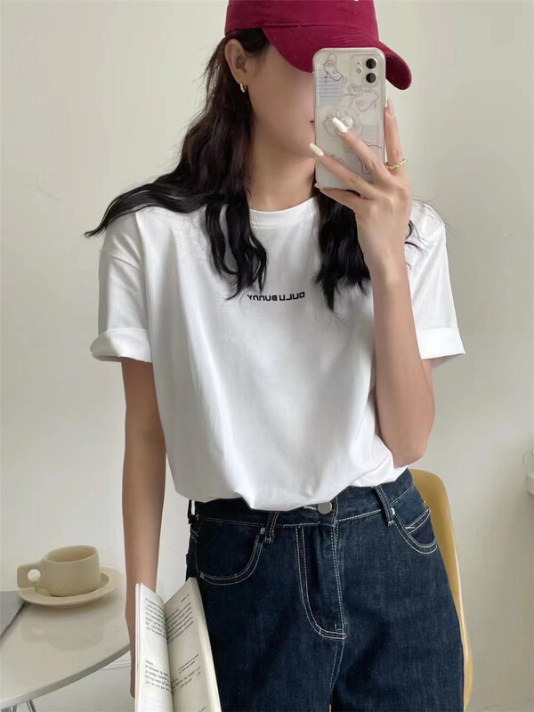 New in early summer! [TMS] casual crew neck lettered short sleeve T-shirt 1722# L