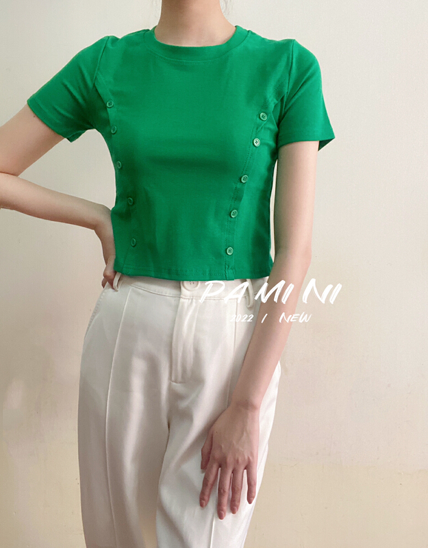 New in early summer! [pamini] simple round neck versatile short sleeve T-shirt 921# HJC