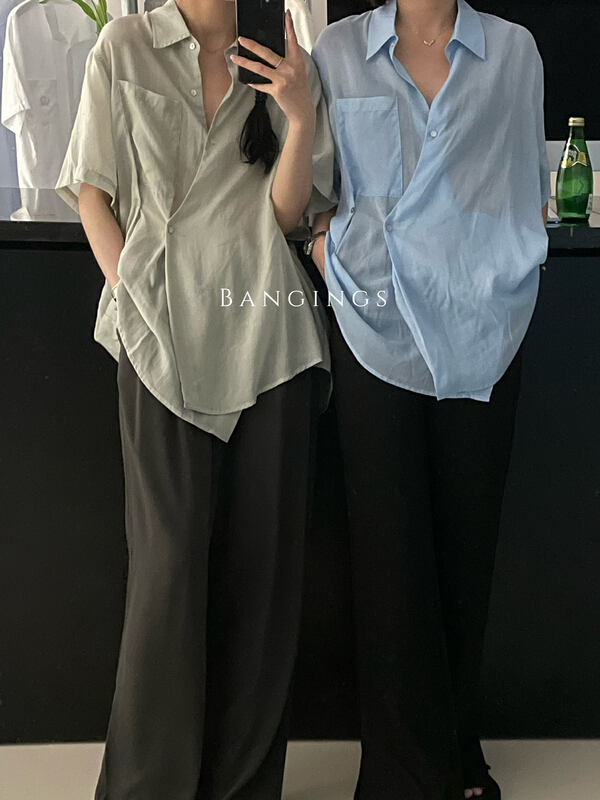[bangings] Tencel side button short sleeve shirt 0275# CLS