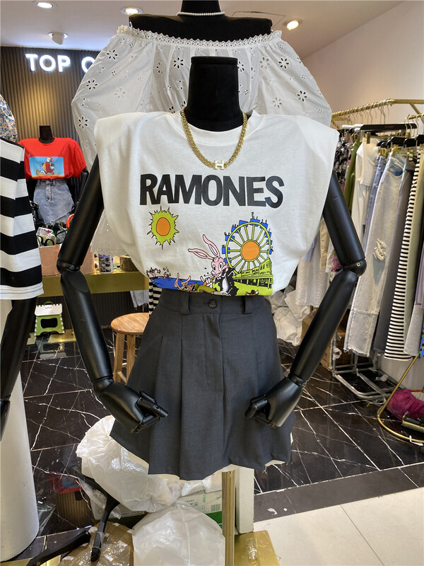 [top close] cartoon printed shoulder padded vest / sling 68138# ozq
